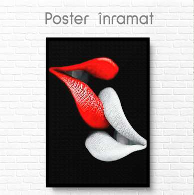 Poster - Red-White Lips, 60 x 90 см, Framed poster on glass