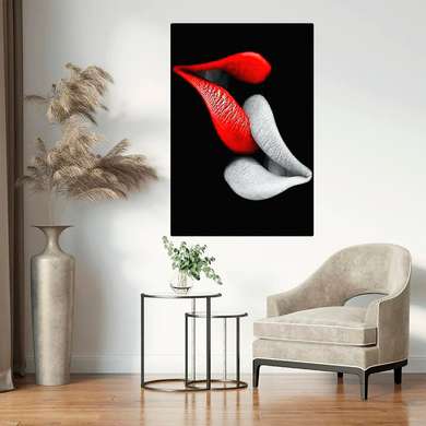 Постер - Красно белые губы, 30 x 45 см, Холст на подрамнике