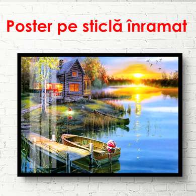 Poster - Hut by the Pond, 45 x 30 см, Canvas on frame, Different