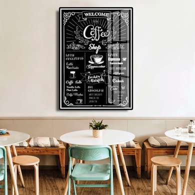 Poster - Coffee Shop, 60 x 90 см, Framed poster on glass