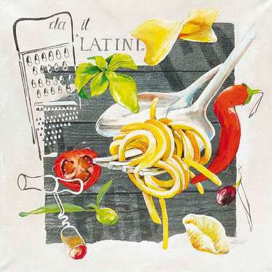 Постер - Спагетти, 40 x 40 см, Холст на подрамнике