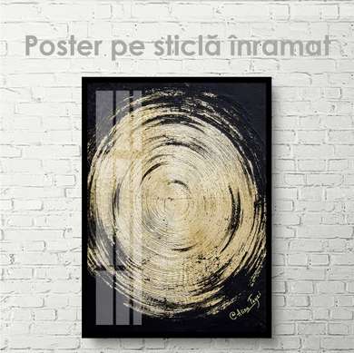 Poster - Cerc auriu abstract, 60 x 90 см, Poster inramat pe sticla