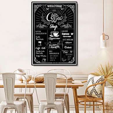 Poster - Coffee Shop, 60 x 90 см, Poster inramat pe sticla