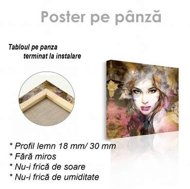 Poster - Painted girl, 100 x 100 см, Framed poster on glass
