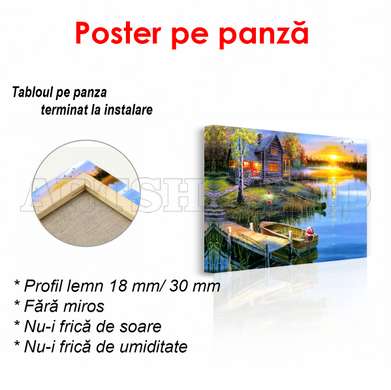 Poster - Colibă ​​lângă iaz, 45 x 30 см, Panza pe cadru, Diverse