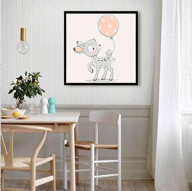 Poster - Fawn, 100 x 100 см, Framed poster on glass, For Kids