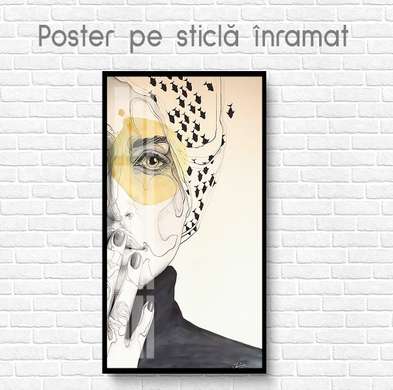 Постер - Вгляд, 45 x 90 см, Постер на Стекле в раме, Гламур