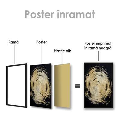 Poster - Abstract golden circle, 60 x 90 см, Framed poster on glass