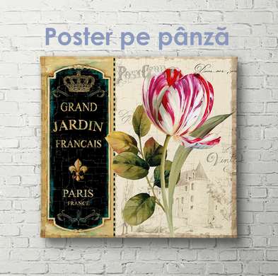 Постер - Винтажное искусство, 100 x 100 см, Постер на Стекле в раме, Прованс