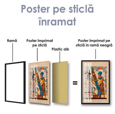 Poster - Desen egiptean, 45 x 90 см, Poster inramat pe sticla