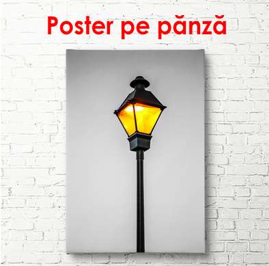 Постер - Уличный фонарь, 45 x 90 см, Постер на Стекле в раме, Минимализм