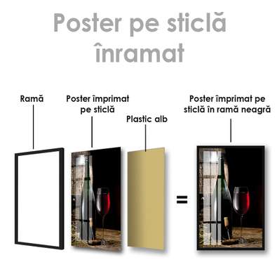 Poster - Wine, 60 x 90 см, Framed poster on glass, Food and Drinks