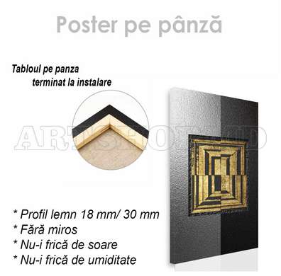 Poster - Abstract metalic cu detalii aurii, 60 x 90 см, Poster inramat pe sticla, Abstracție