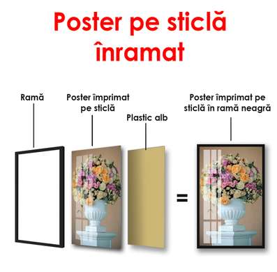 Постер - Ваза с цветами на светлом фоне, 60 x 90 см, Постер в раме, Натюрморт