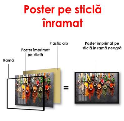 Poster - Seasonings in spoons, 90 x 60 см, Framed poster, Food and Drinks
