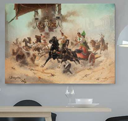 Poster - Bătălia în Roma antică, 45 x 30 см, Panza pe cadru, Pictura