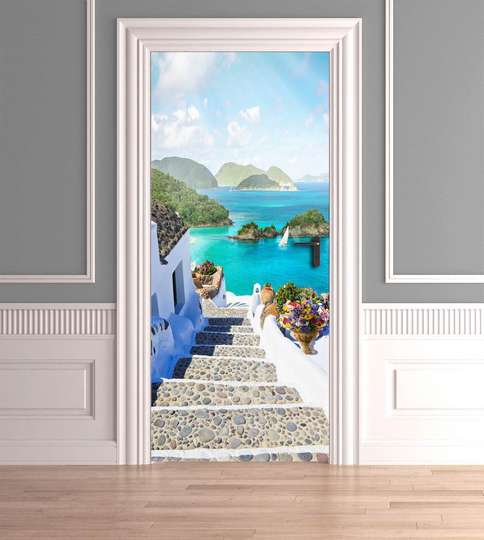 3D door sticker, Stairs leading to the sea, 60 x 90cm