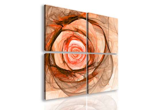 Модульная картина, Персиковая роза., 120 x 120