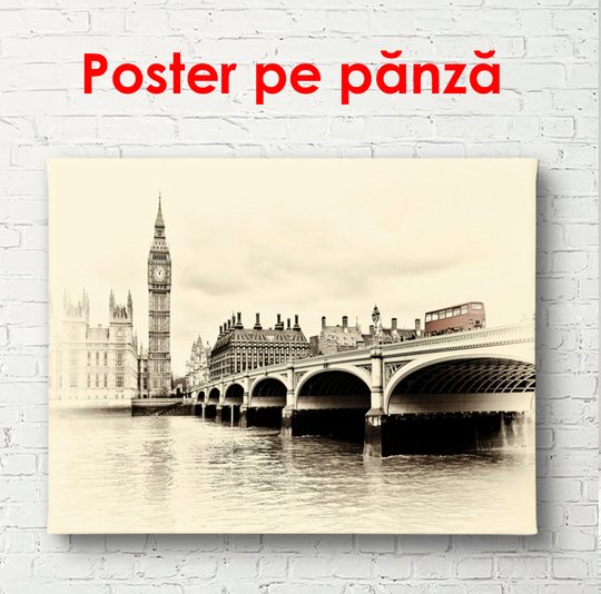 Poster, London Bridge, 60 x 30 см, Panza pe cadru