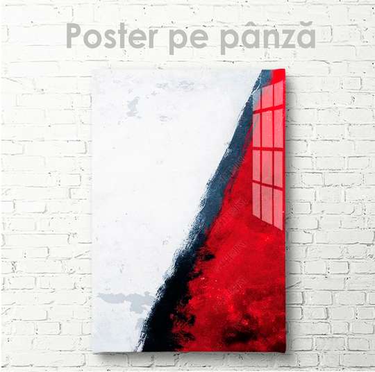 Постер - Бордово-белая абстракция, 30 x 45 см, Холст на подрамнике, Абстракция