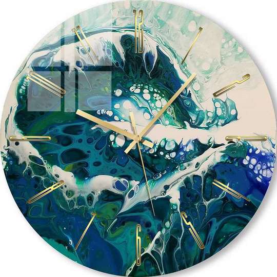 Glass clock - Waves, 40cm