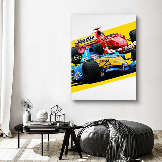 Poster, Formula 1 albastră și roșie, 30 x 45 см, Panza pe cadru