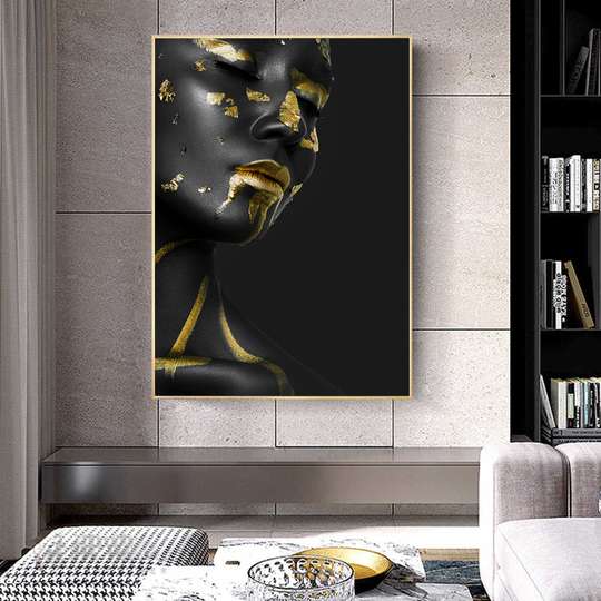 Картина в Раме - Золотые подтеки, 50 x 75 см