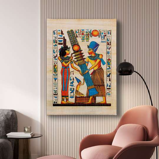 Постер - Египетский рисунок, 30 x 60 см, Холст на подрамнике, Винтаж