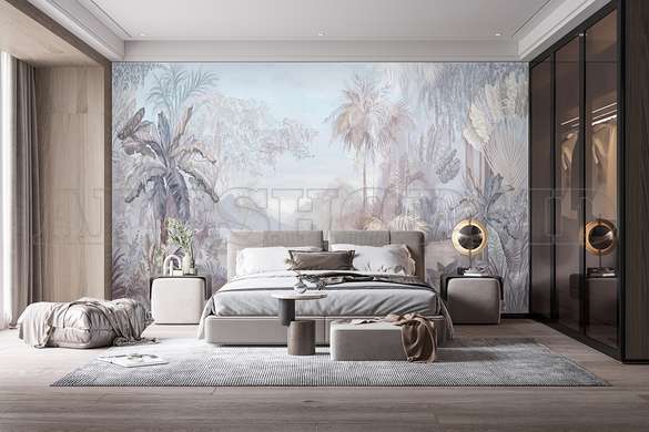 Wall mural - The jungle in pale purple shades