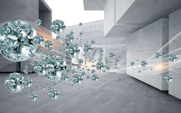 3Д Фотообои - Кристаллы и сером пространстве