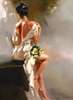 Poster - Oil Painted Girl with Beige Dress, 60 x 90 см, Framed poster on glass, Nude