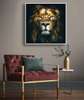 Постер, Взгляд льва, 100 x 100 см, Постер на Стекле в раме, Животные