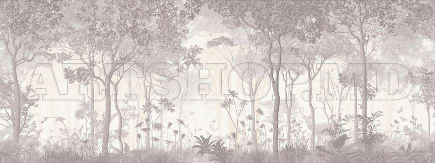 Wall Mural - Panoramic forest in gentle shades