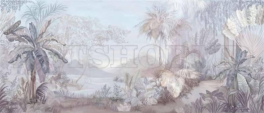 Wall mural - The jungle in pale purple shades