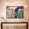 Poster - Green cacti on a colorful background, 90 x 60 см, Framed poster, Botanical