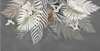 Tablou Pe Panza Multicanvas, Frunze și păsări bej pe un fundal gri, 108 х 60