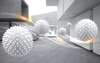 3D Wallpaper - 3D balls with spikes in gray space
