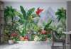 Wall mural - Tropical jungle with animals and mountains