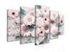 Tablou Pe Panza Multicanvas, Flori în nuanțe de roz pal, 206 x 115