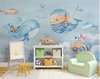 Wall mural for the nursery - Underwater world with whales