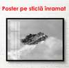 Постер - Черно белый горный пейзаж, 90 x 60 см, Постер в раме, Черно Белые