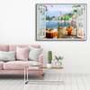 Wall Decal - Window overlooking a terrace overlooking a mountain town, Window imitation