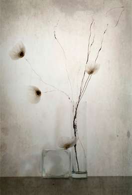 Постер - Три цветка, 30 x 45 см, Холст на подрамнике, Цветы