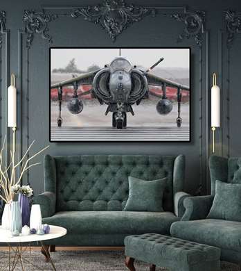 Poster - Avion militar, 90 x 60 см, Poster inramat pe sticla