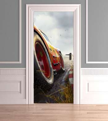 3D door sticker, racing car, 60 x 90cm