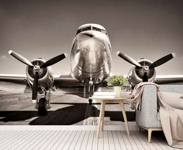 Wall Mural - Black and white plane