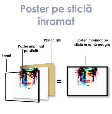 Poster - Abstract portrait, 90 x 45 см, Framed poster on glass, Different