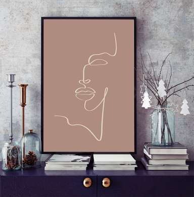 Poster - Portret minimalistic, 60 x 90 см, Poster inramat pe sticla