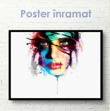 Poster - Portret abstract, 90 x 45 см, Poster inramat pe sticla