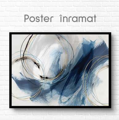 Poster - Abstractie albastrie, 90 x 60 см, Poster inramat pe sticla